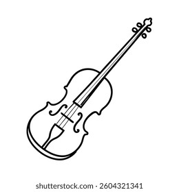 Simple Line Drawing of a Violin and Bow