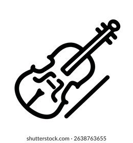 Simple Line Drawing Violin Instrument with Bow Musical Outline Icon