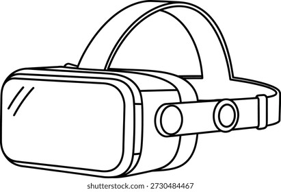 Um desenho de linha simples de um fone de ouvido de realidade virtual