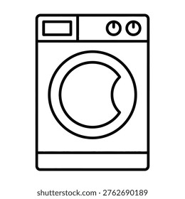 Simple line drawing of a washing machine, front view, laundry appliance
