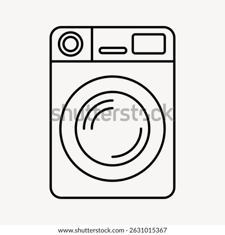 Simple line drawing of a washing machine. Minimalist washing machine design. Washing machine icon with a circular door. Basic washing machine illustration. Line art illustration vector.