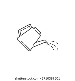 Dibujo de línea simple de una regadera vertiendo agua.