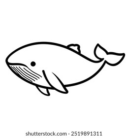 A simple line drawing of a whale, showcasing its shape and features in a minimalist style.