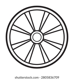 A simple line drawing of a wheel with spokes and a central circle on a plain white background
