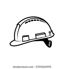 Dibujo de línea simple de un casco blanco