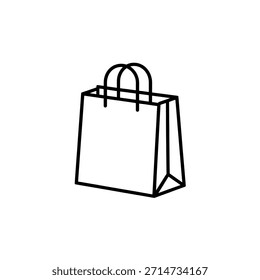 Desenho de linha simples de um saco de compras de papel branco com alças