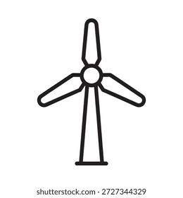 desenho em linha simples de uma turbina eólica sobre fundo branco