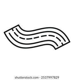 Simple line drawing of a winding road going through a countryside landscape