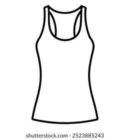 Um simples desenho de linha de um top de tanque feminino, perfeito para projetos de design de moda, maquetes de vestuário e ilustrações de vestuário. Este modelo versátil pode ser usado para várias finalidades.