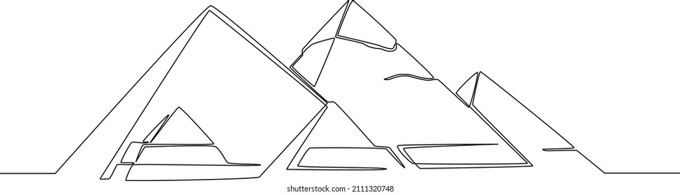 Simple line drawing of world miracle, Pyramid. Architectural monument black icon. Egypt miracle symbol vector illustration. Countries symbol. Holidays Destinations.