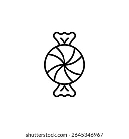 Simple Line Drawing Of A Wrapped Candy With Twisted Ends