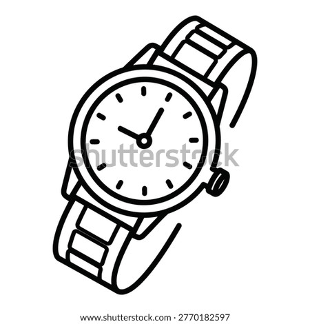 A simple line drawing of a wristwatch
