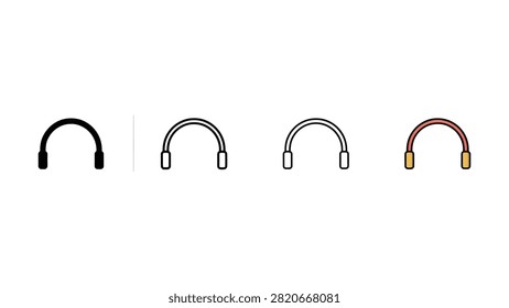 Simple line drawings showing four headphone designs with varying ear cup styles