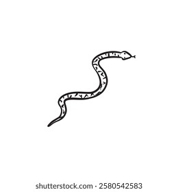 A simple line drawn snake, sketched vector. Serpent, slither.