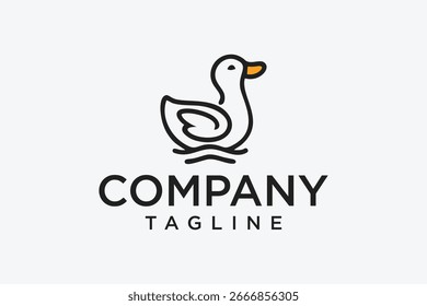 Diseño de icono de logotipo de pato de línea simple. Ilustración vectorial.