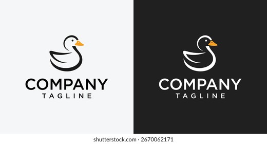 Einfache Linie Duck Logo Icon Design. Vektorgrafik.