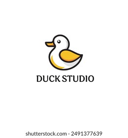 Diseño simple del Vector del logotipo del pato de la línea