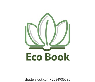 simple line eco book nature logo design template illustration
