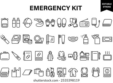 Simple line emergency kit vector icon.