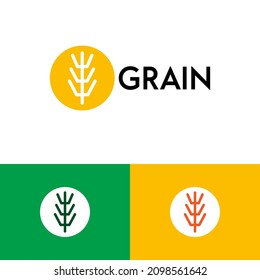 Concepto de diseño de logotipo de grano de grano de línea simple. Ilustración de la marca logarca del trigo agrícola. Pueden representar planta, , pan, cereales, vegano, comida, cosecha, salud.