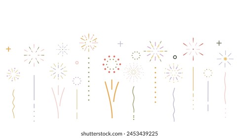 Simple line fireworks background illustration