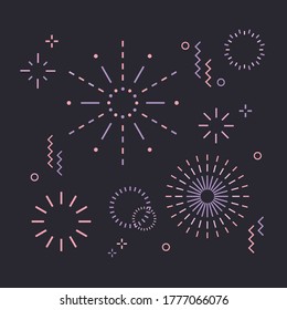 simple line fireworks vector element - birthday and happy new year event