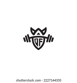 OF simple line fitness gym concept in high quality professional design that will print well across any print media