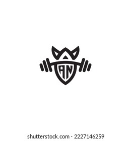 AN simple line fitness gym concept in high quality professional design that will print well across any print media