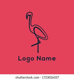 Simple line flamingo logo 