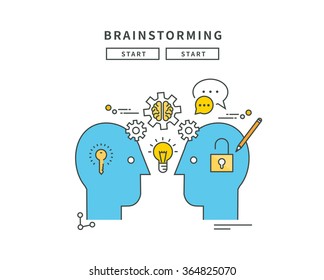 simple line flat design of brainstorming, modern vector illustration