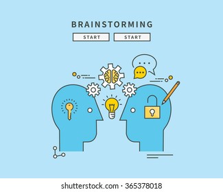 simple line flat design of brainstorming, modern vector illustration
