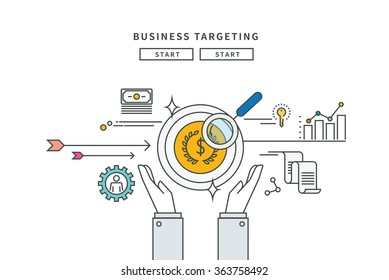 simple line flat design of business target, modern vector illustration