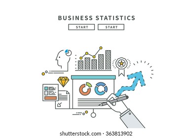 simple line flat design of business statistics, modern vector illustration