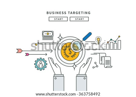 simple line flat design of business target, modern vector illustration