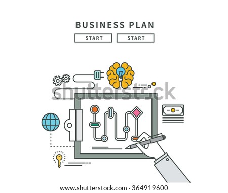 simple line flat design of business plan, modern vector illustration