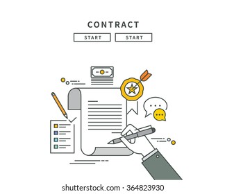 simple line flat design of contract, modern vector illustration