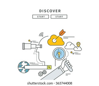 simple line flat design of discover idea, modern vector illustration