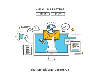 simple line flat design of E-MAIL Marketing, modern vector illustration