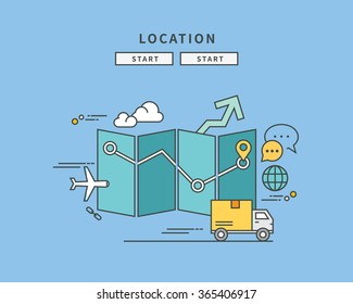 simple line flat design of location, modern vector illustration