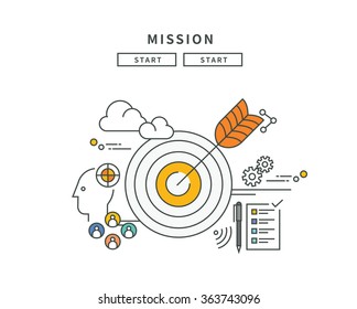 simple line flat design of mission, modern vector illustration