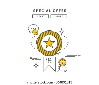 simple line flat design of special offer, modern vector illustration