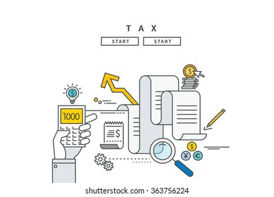 Simple Line Flat Design Of Tax, Modern Vector Illustration