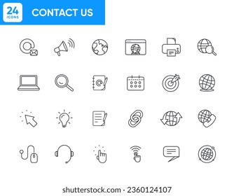 Simple Line Flat Set of Business Communication Related Vector Line Icons. Contains such Icons as Meeting, Presentation, Conference Call, Agreement, Chat and more