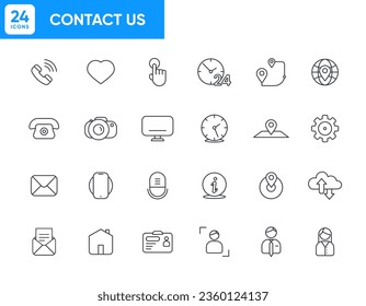 Conjunto plano de línea simple de iconos de línea de vectores relacionados con la comunicación comercial. Contiene iconos como Reunión, Presentación, Conferencia, Acuerdo, Chat y más
