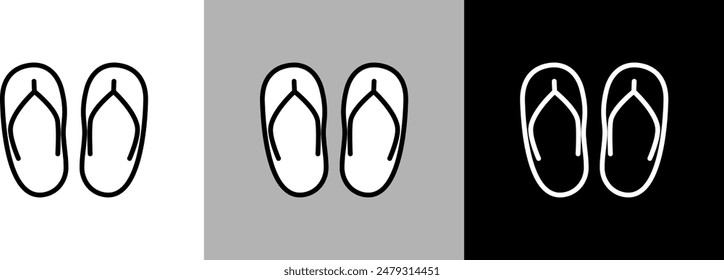 Simple line flip flops vector icon.