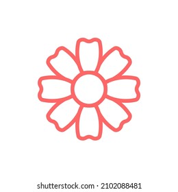 simple line flower icon on white background