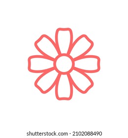 simple line flower icon on white background