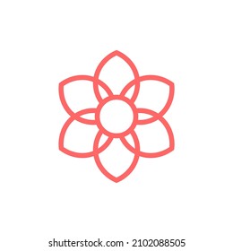 simple line flower icon on white background