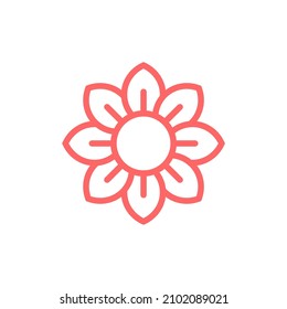 simple line flower icon on white background