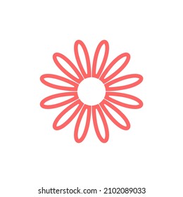 simple line flower icon on white background